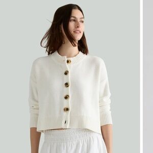 Quince Cardigan Sweater Ivory Quince Cropped Organic Cotton Sweater